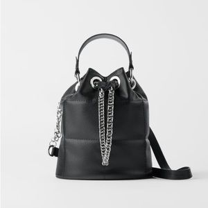 Zara TRF black quilted/ padded bucket bag NWT